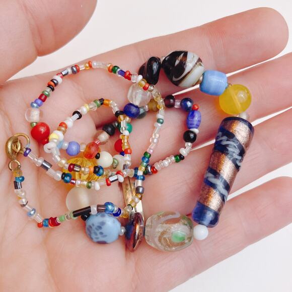 VTG Mid Century Glass Bead Necklace Boho Artisan Murano Style Lampwork 60s 70s - Picture 6 of 15